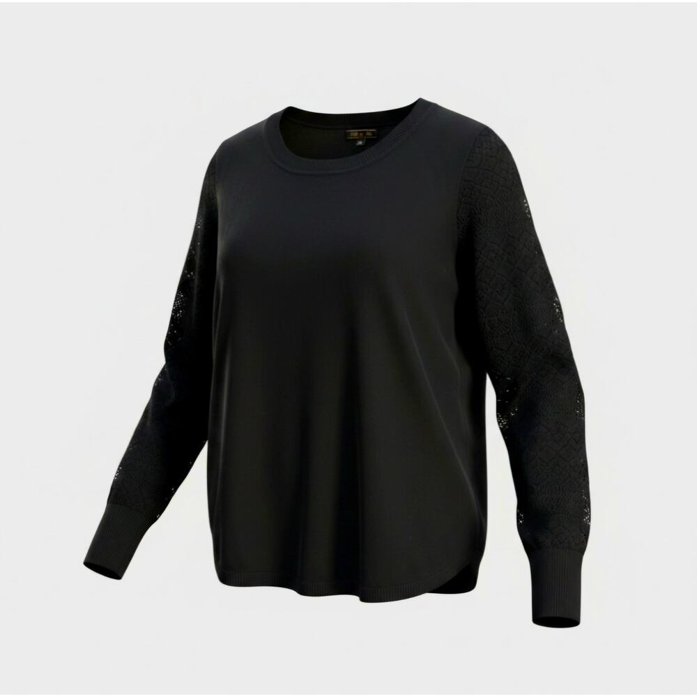 Lety & Me Women's Large Black Casual Long Sleeve Dressy Top